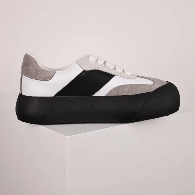 White Black Gray Chunky Platform Lifestyle Sneakers 7