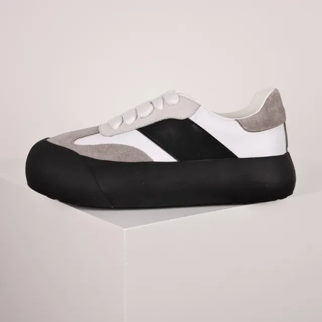 White Black Gray Chunky Platform Lifestyle Sneakers 9