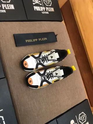 White Black Yellow Orange Multi-Panel Lifestyle Sneakers 6