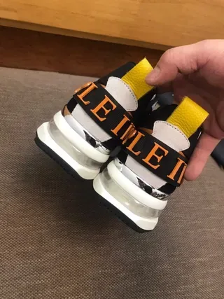 White Black Yellow Orange Multi-Panel Lifestyle Sneakers 7