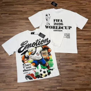सफेद ग्राफिक प्रिंट ओवरसाइज्ड FIFA 2026 विश्व कप संस्करण टी-शर्ट