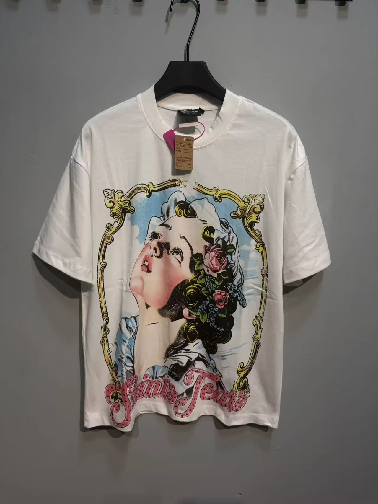 White Multicolor Graphic-Print Oversized Fit T-Shirt 5