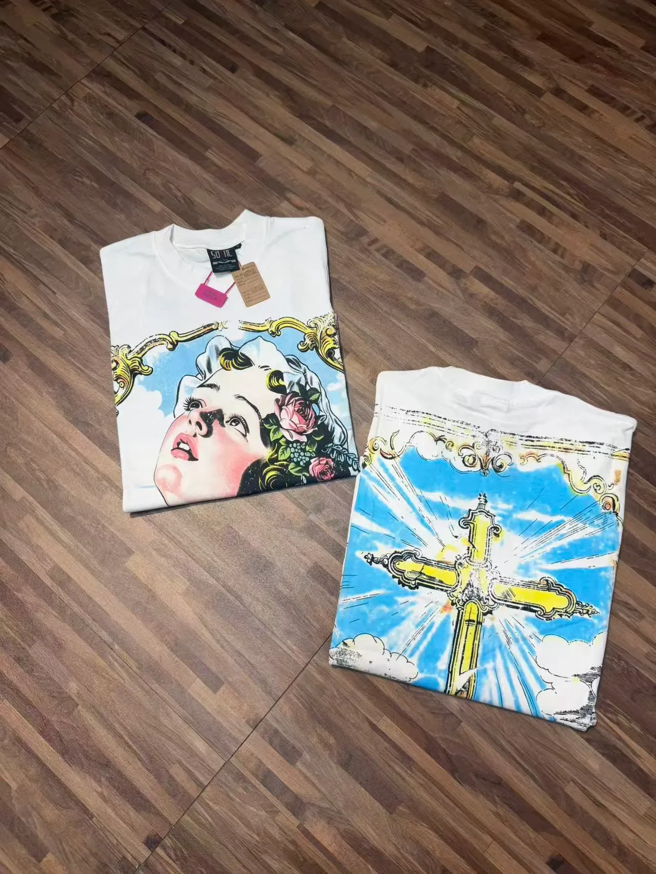 White Multicolor Graphic-Print Oversized Fit T-Shirt 7