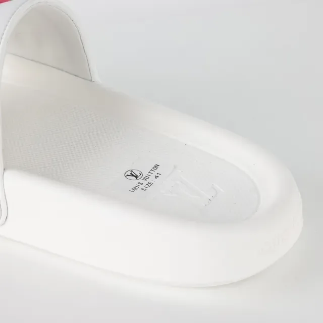 White Multicolor Molded Rubber Sole Leather-Like Strap Slippers 4