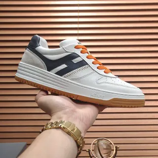 Tênis Lifestyle Branco, Marinho, Laranja com Solado de Goma