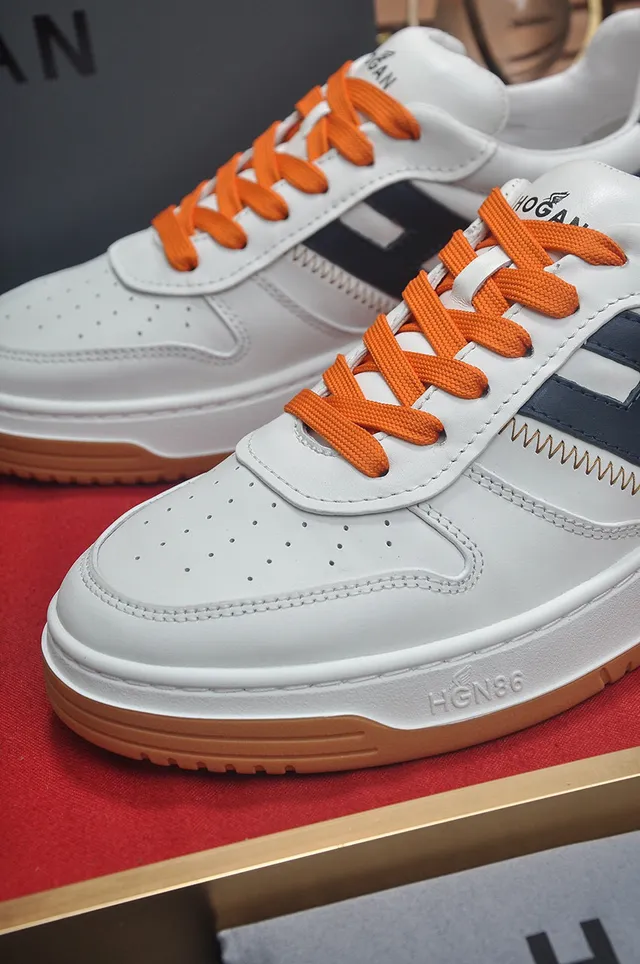 White Navy Orange Gum Sole Lifestyle Sneaker 3