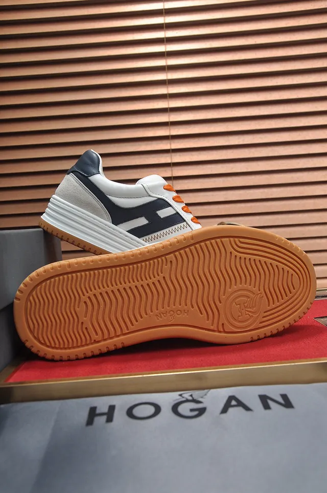White Navy Orange Gum Sole Lifestyle Sneaker 4