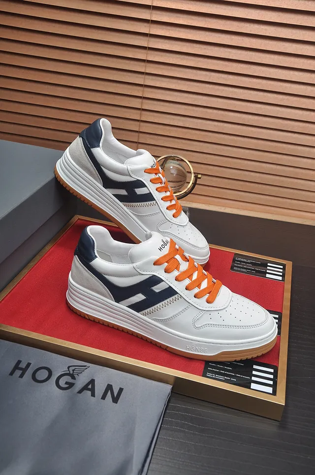 White Navy Orange Gum Sole Lifestyle Sneaker 5