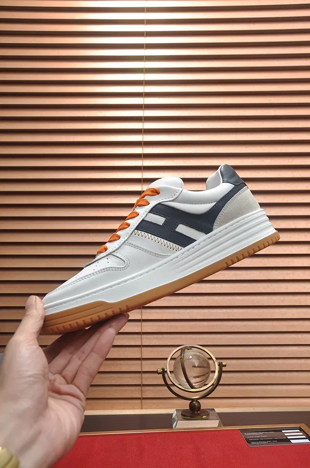 White Navy Orange Gum Sole Lifestyle Sneaker 6