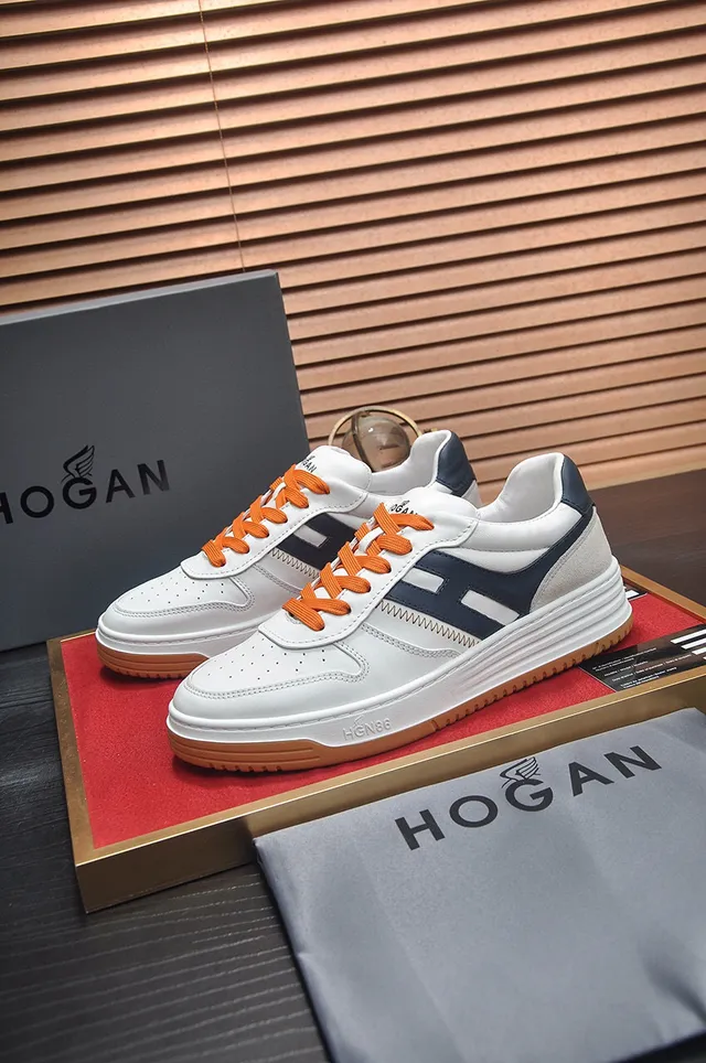 White Navy Orange Gum Sole Lifestyle Sneaker 7