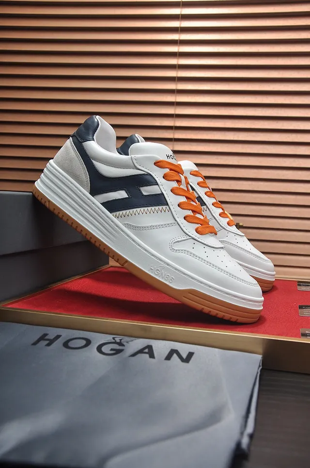 White Navy Orange Gum Sole Lifestyle Sneaker 8