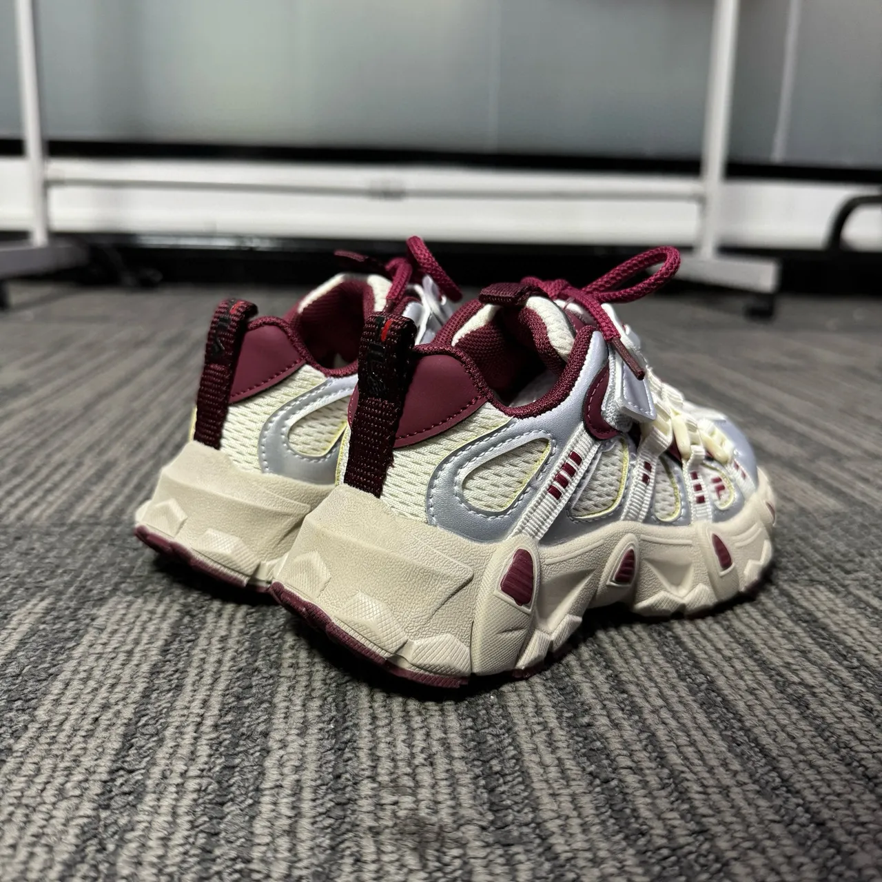 White Purple Sole Layered Synthetic Overlays Chunky Sneakers 23