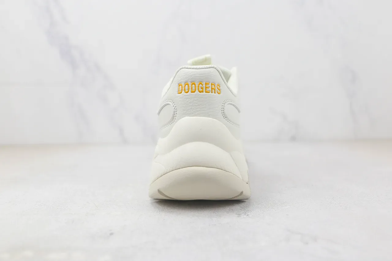White Yellow Chunky Sole Graphic-Print Side Panel Sneakers 9