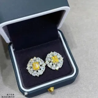 Yellow and Clear Gemstone Cluster Stud Earrings
