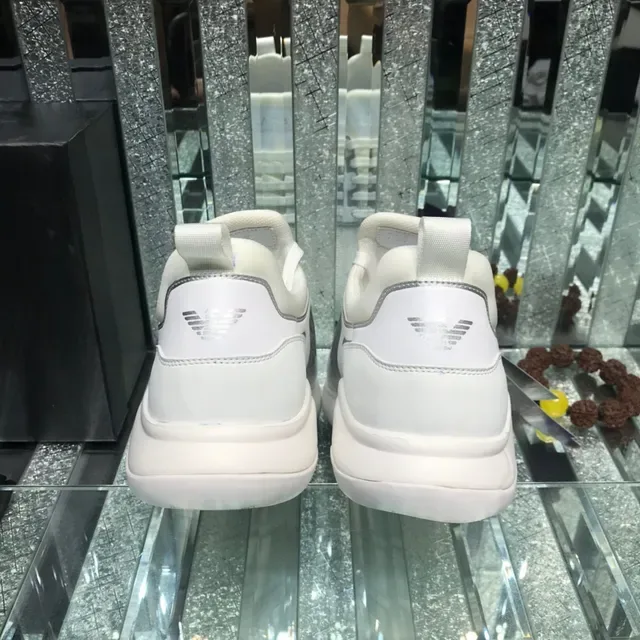 Giorgio Armani EA7 White and Silver-Gray Mesh Lifestyle Sneaker 3