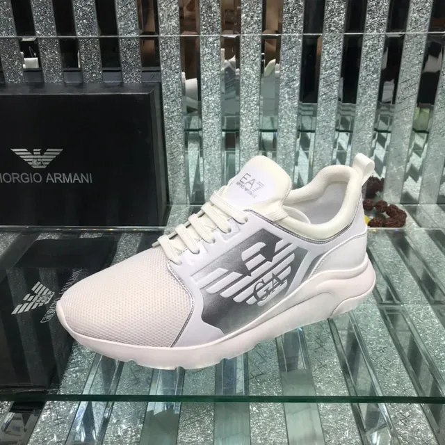 Giorgio Armani EA7 White and Silver-Gray Mesh Lifestyle Sneaker 4