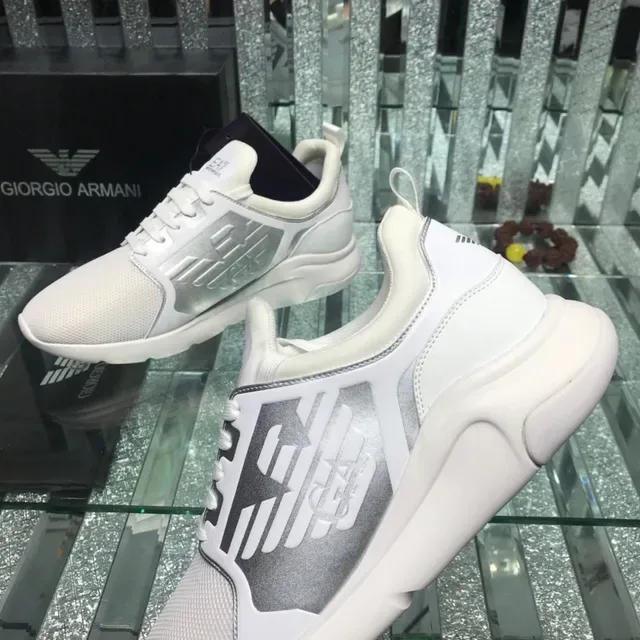 Giorgio Armani EA7 White and Silver-Gray Mesh Lifestyle Sneaker 5