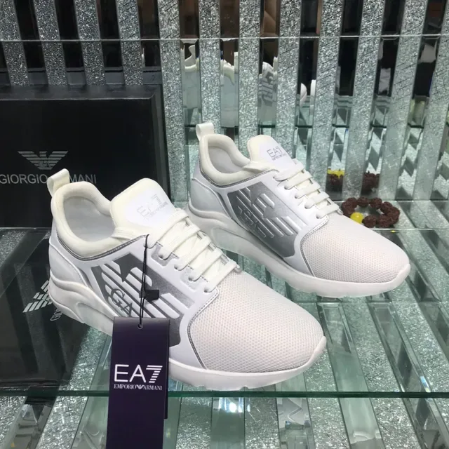 Giorgio Armani EA7 White and Silver-Gray Mesh Lifestyle Sneaker 7