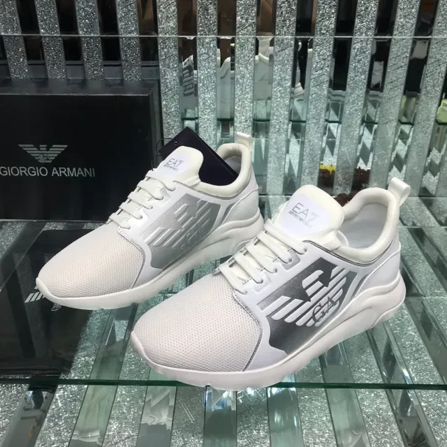 Giorgio Armani EA7 White and Silver-Gray Mesh Lifestyle Sneaker 8
