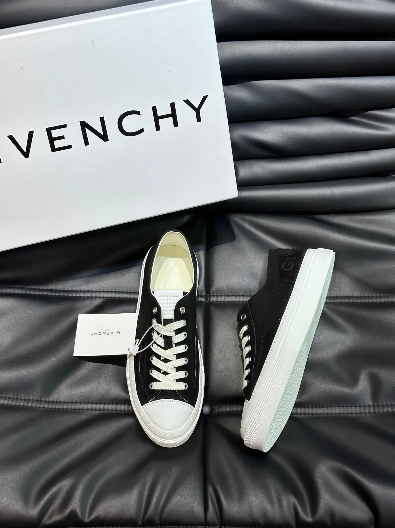 Givenchy Black White Canvas Upper Rubber Cupsole Sneakers 3