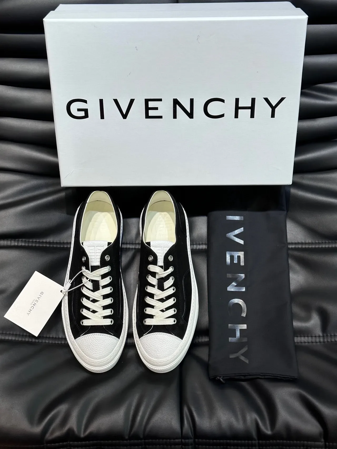 Givenchy Black White Canvas Upper Rubber Cupsole Sneakers 4
