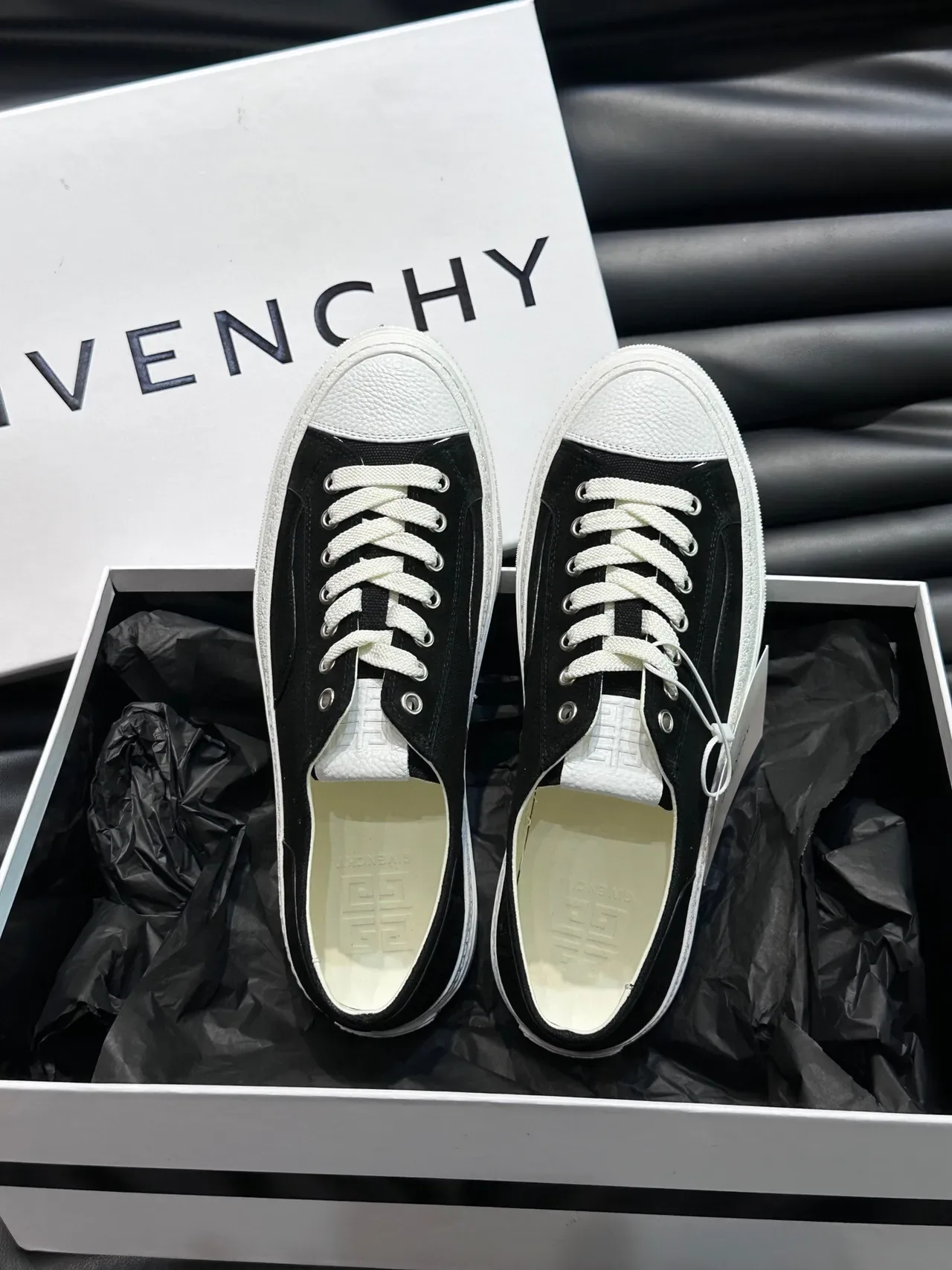 Givenchy Black White Canvas Upper Rubber Cupsole Sneakers 5