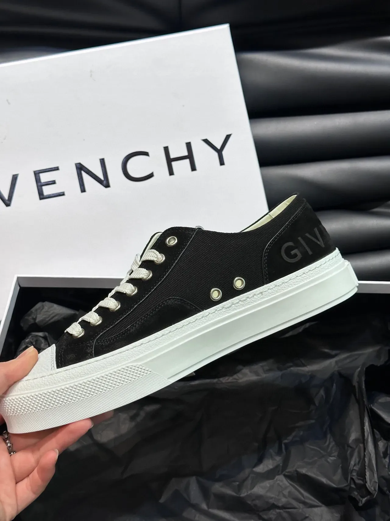 Givenchy Black White Canvas Upper Rubber Cupsole Sneakers 6
