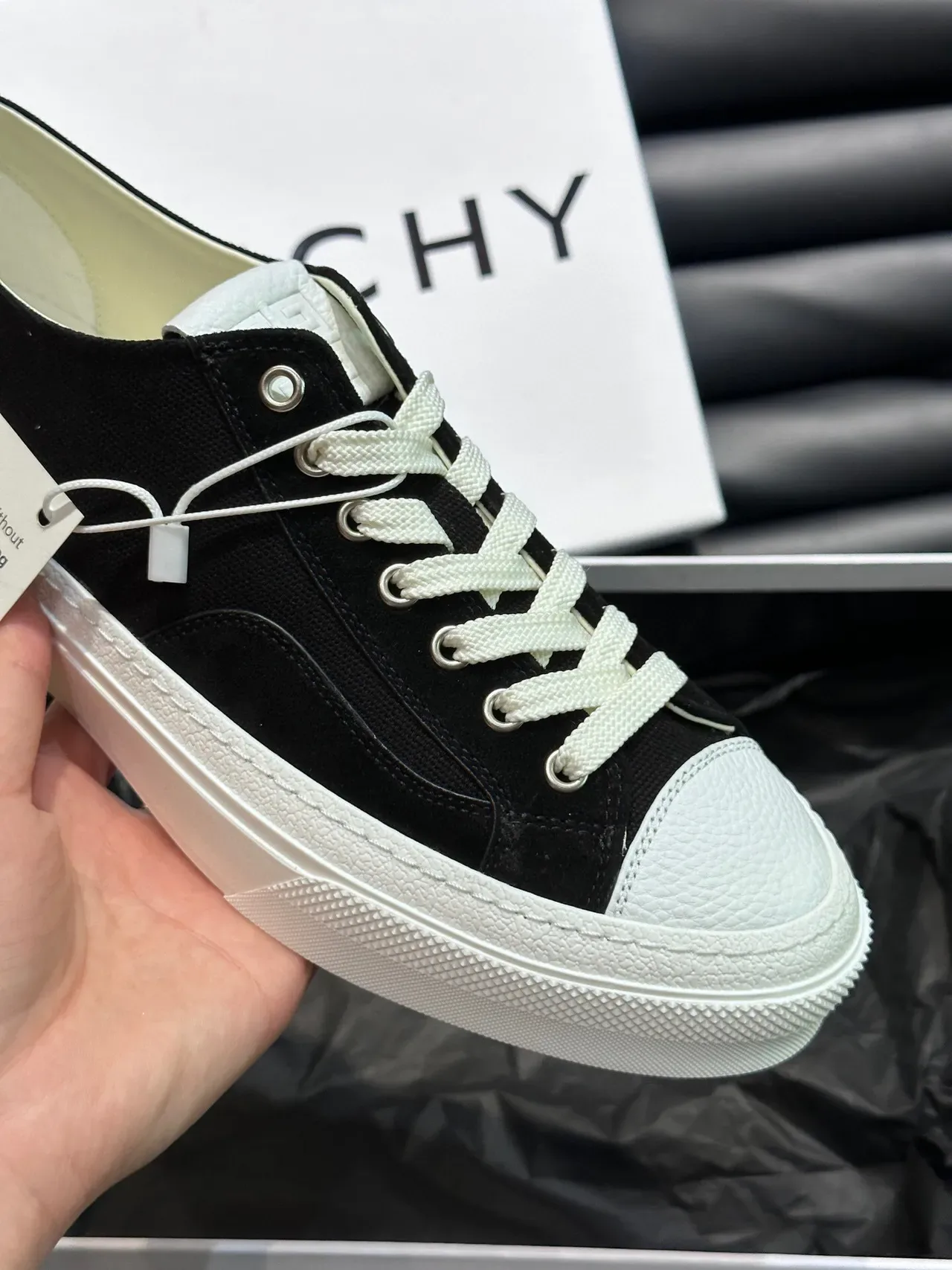 Givenchy Black White Canvas Upper Rubber Cupsole Sneakers 7