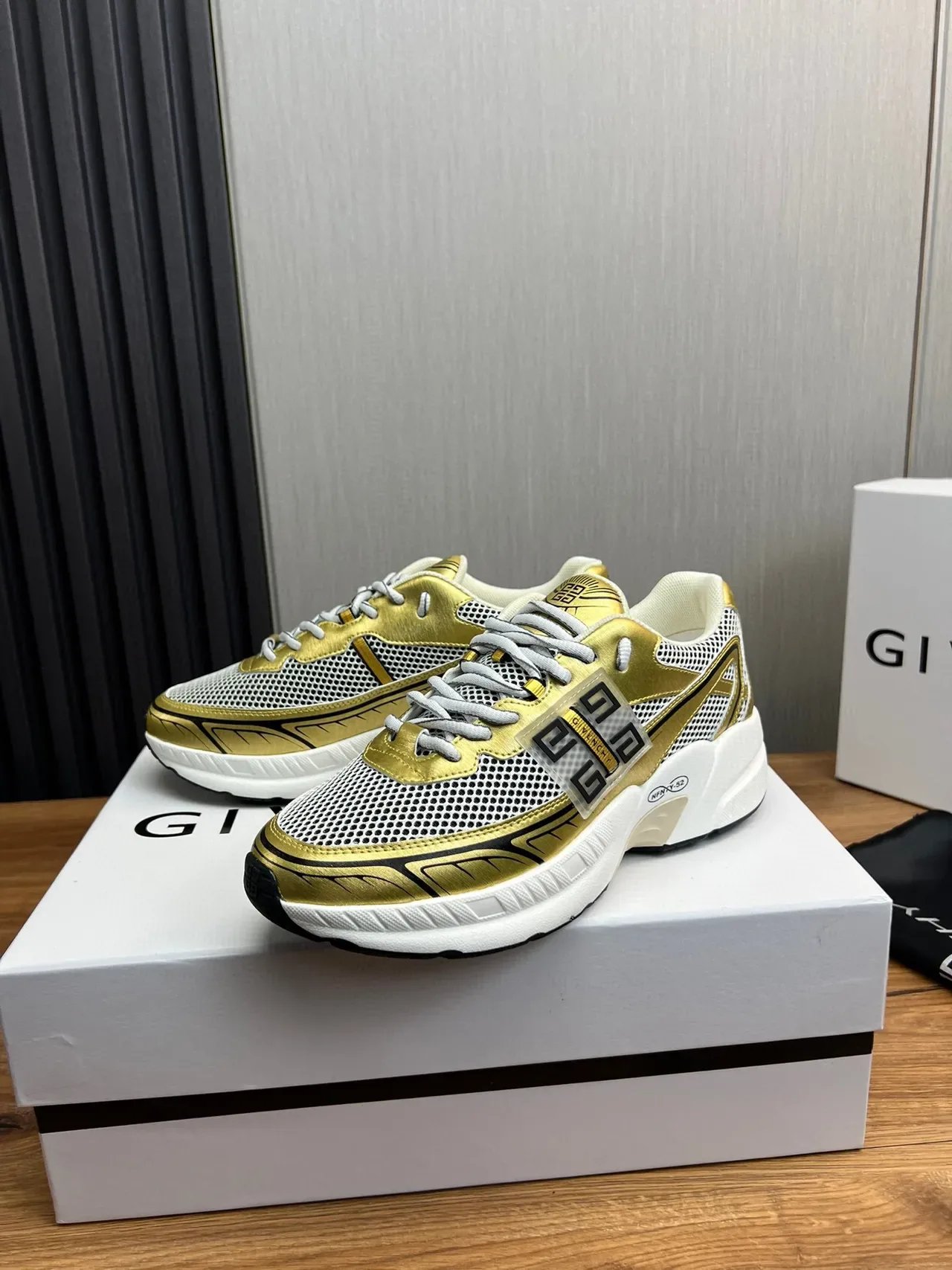 Givenchy Spectre Metallic Gold and White Chunky Sneakers 3