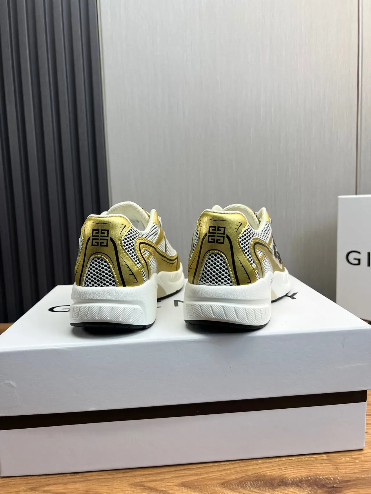 Givenchy Spectre Metallic Gold and White Chunky Sneakers 5