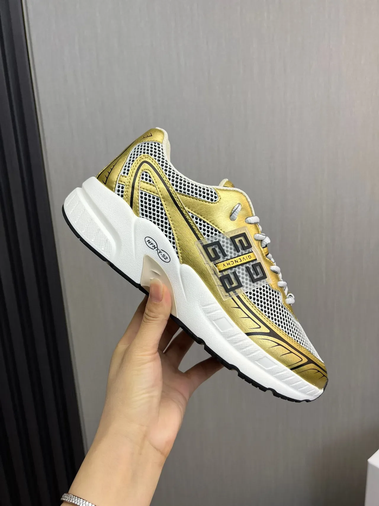 Givenchy Spectre Metallic Gold and White Chunky Sneakers 7