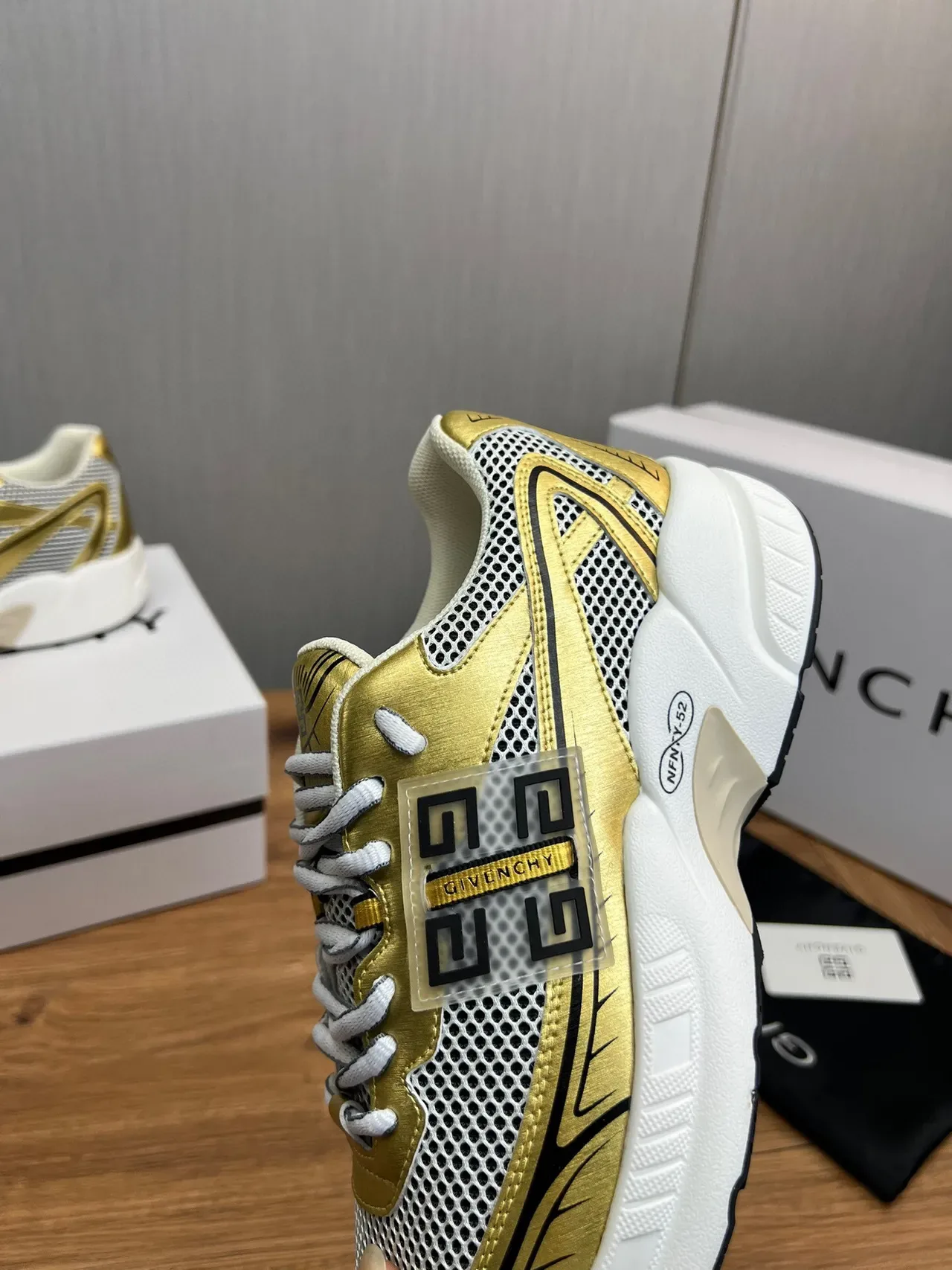Givenchy Spectre Metallic Gold and White Chunky Sneakers 9