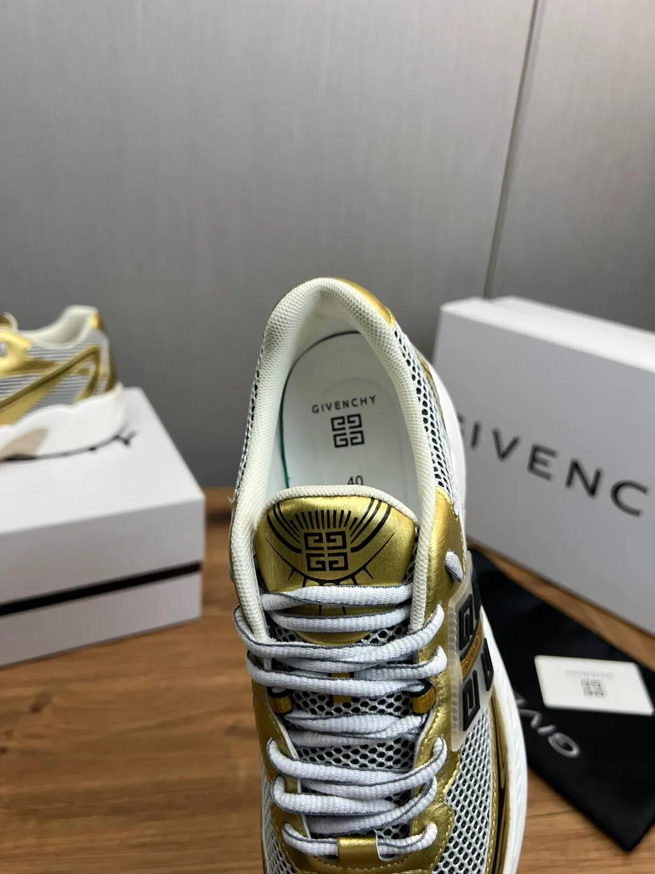 Givenchy Spectre Metallic Gold and White Chunky Sneakers 10