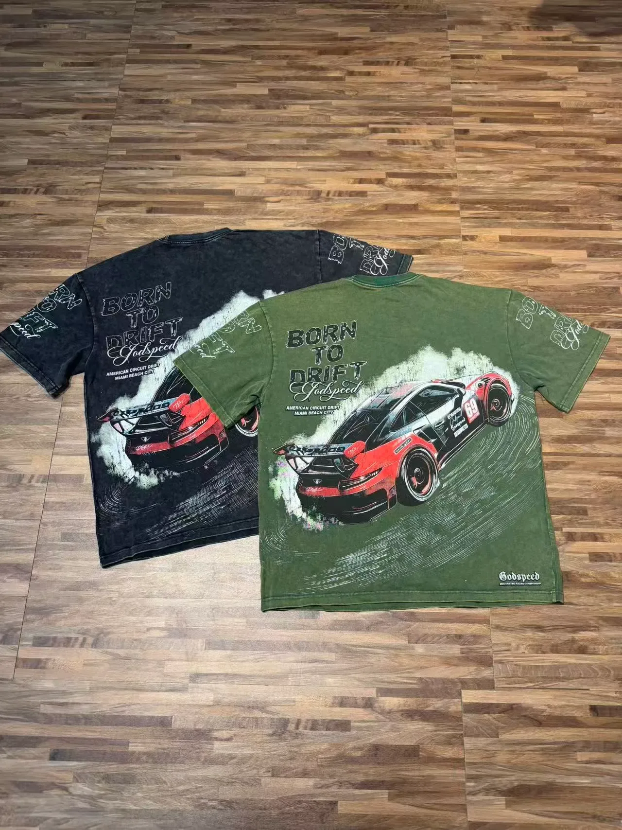 Godspeed Black Army Green Distressed Wash Graphic Print T-Shirt 4