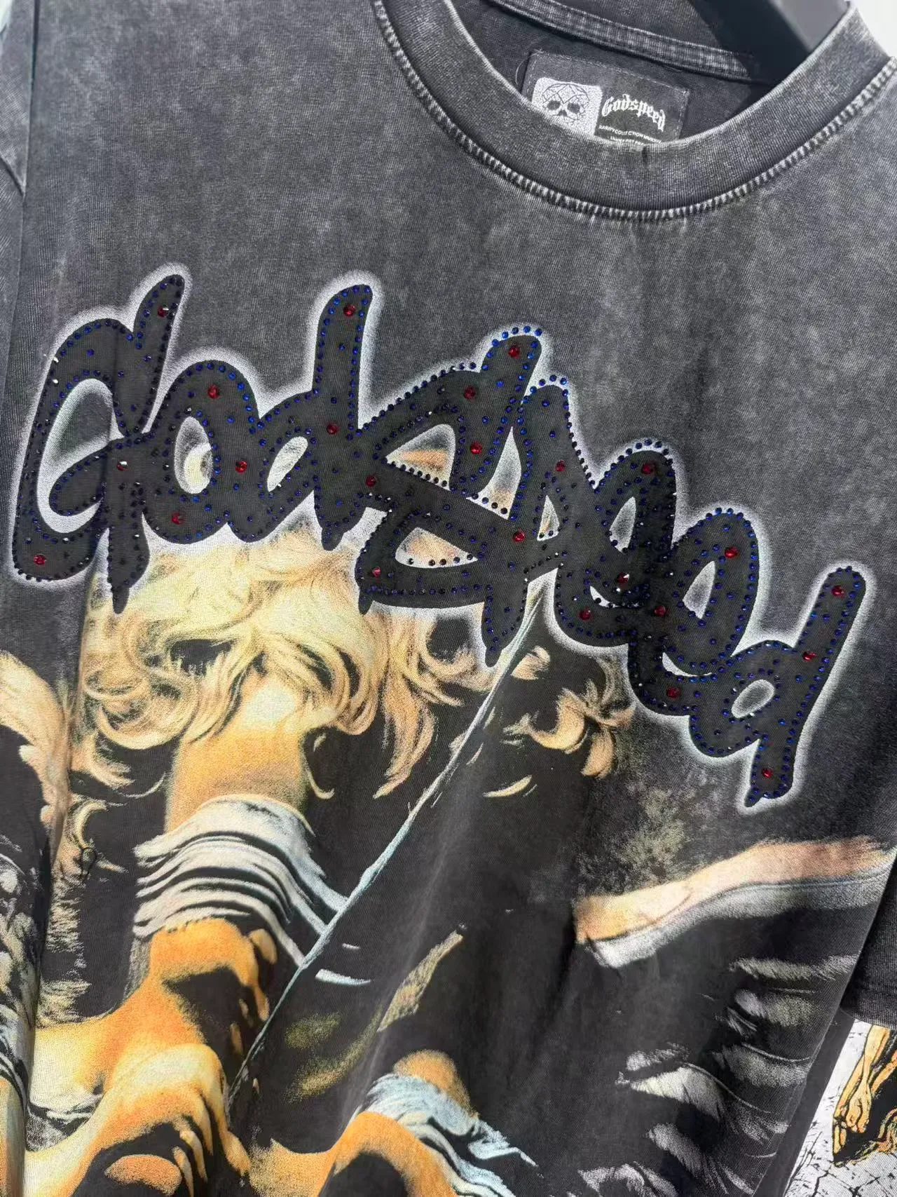 Godspeed Distressed Black Graphic Print T-Shirt 6