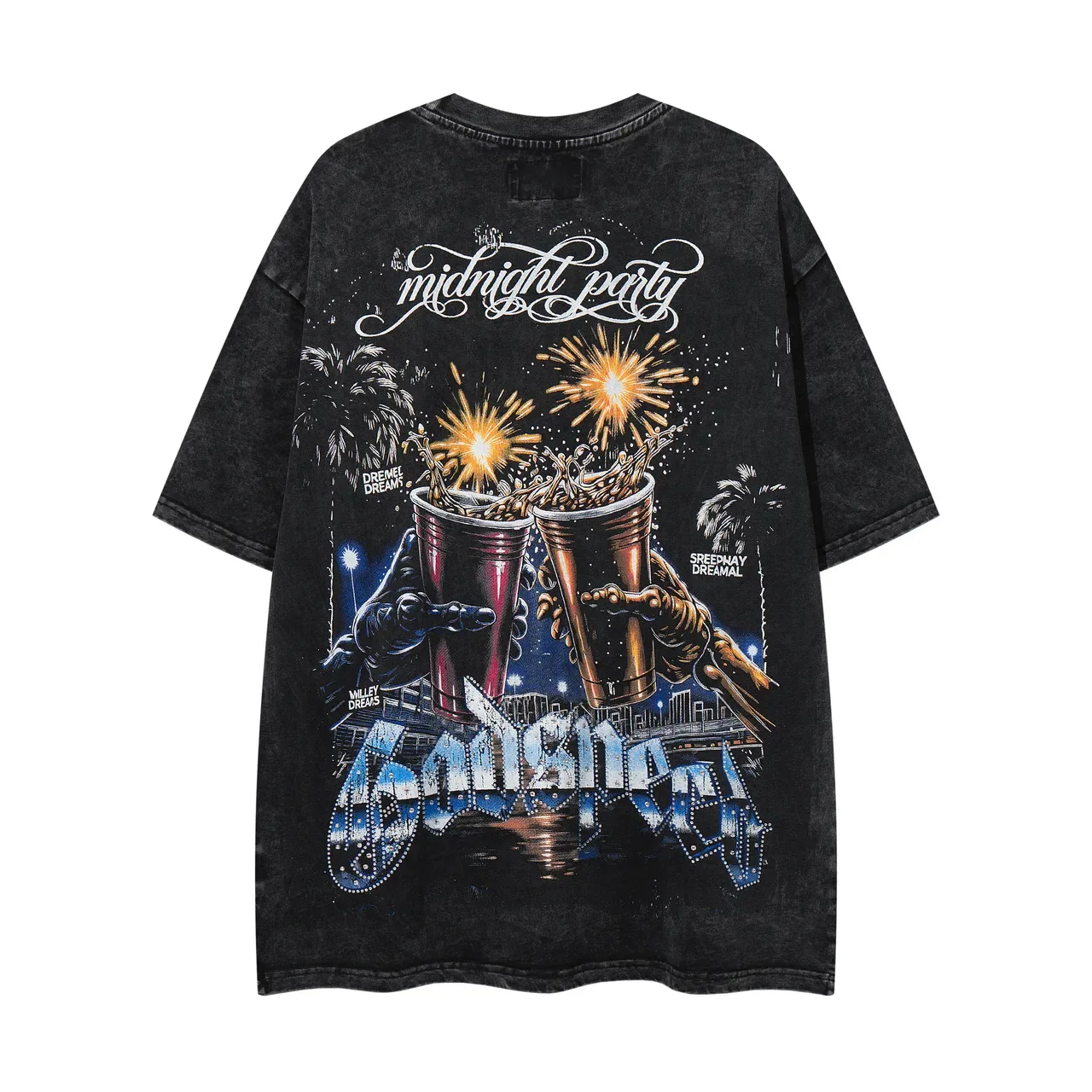 Godspeed Distressed Black Oversized Graphic Print T-Shirt 2