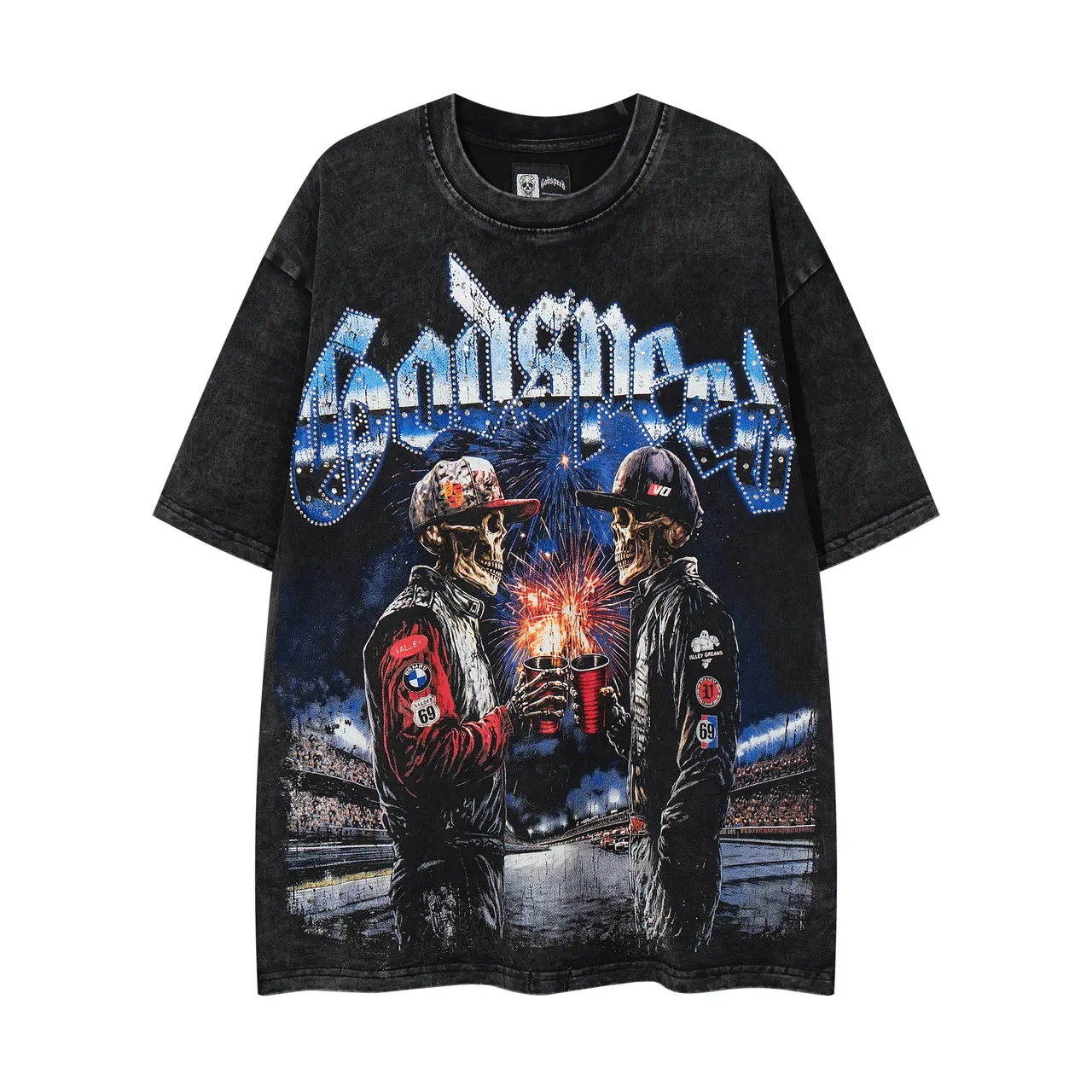 Godspeed Distressed Black Oversized Graphic Print T-Shirt 3