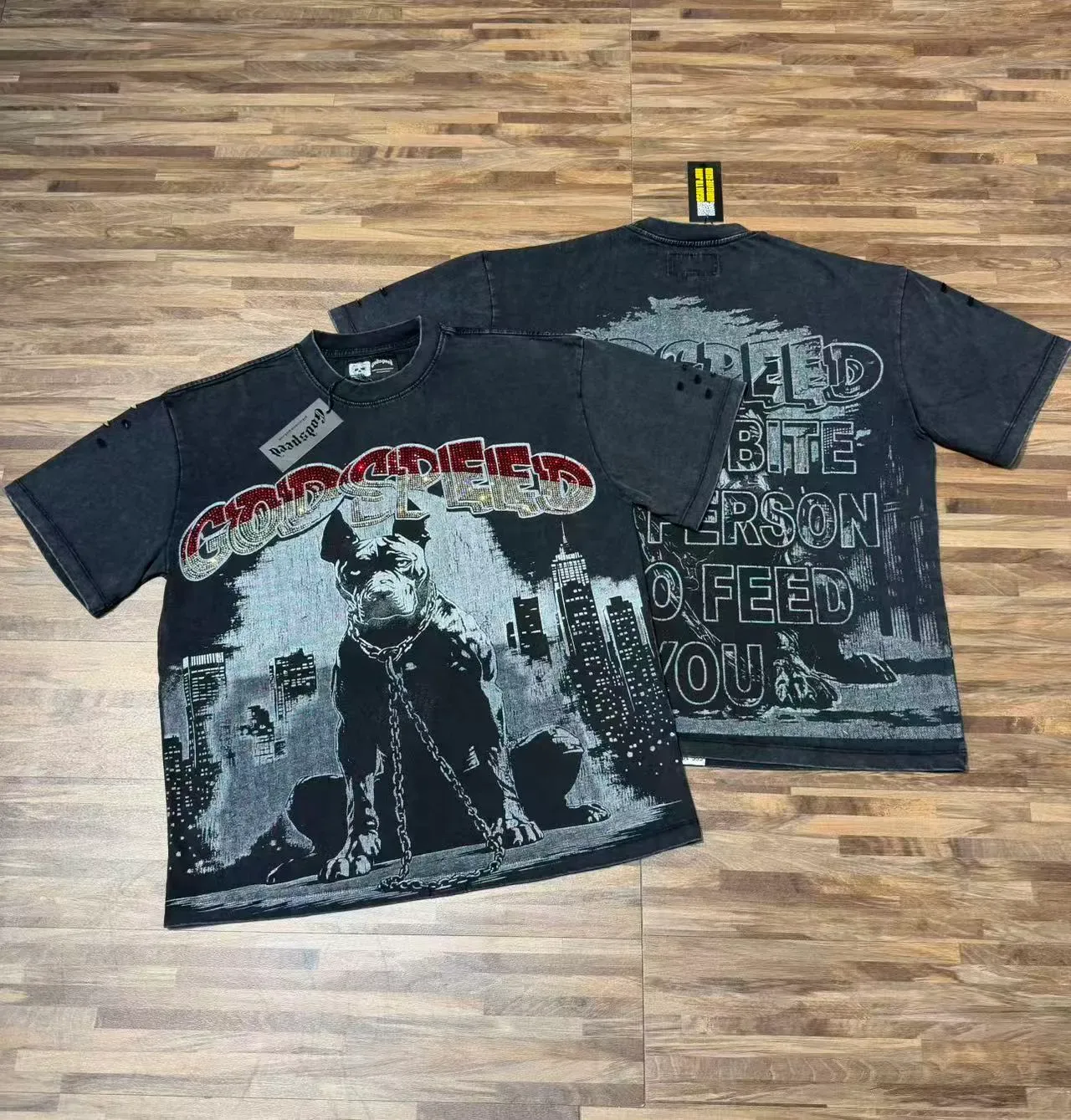 Godspeed Graphic Pitbull Cityscape T-Shirt 2