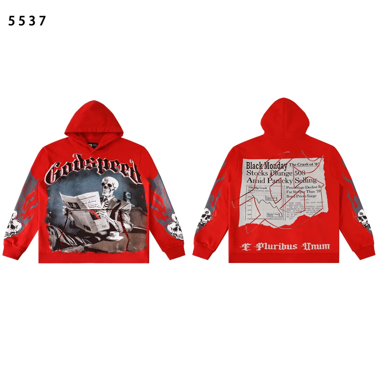 Godspeed Graphic-Print Flame-Accent Skull Hoodie 3
