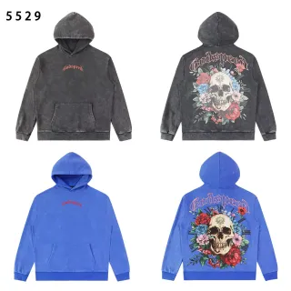 Godspeed ग्रे रेड Acid-Wash Distressed हूडी