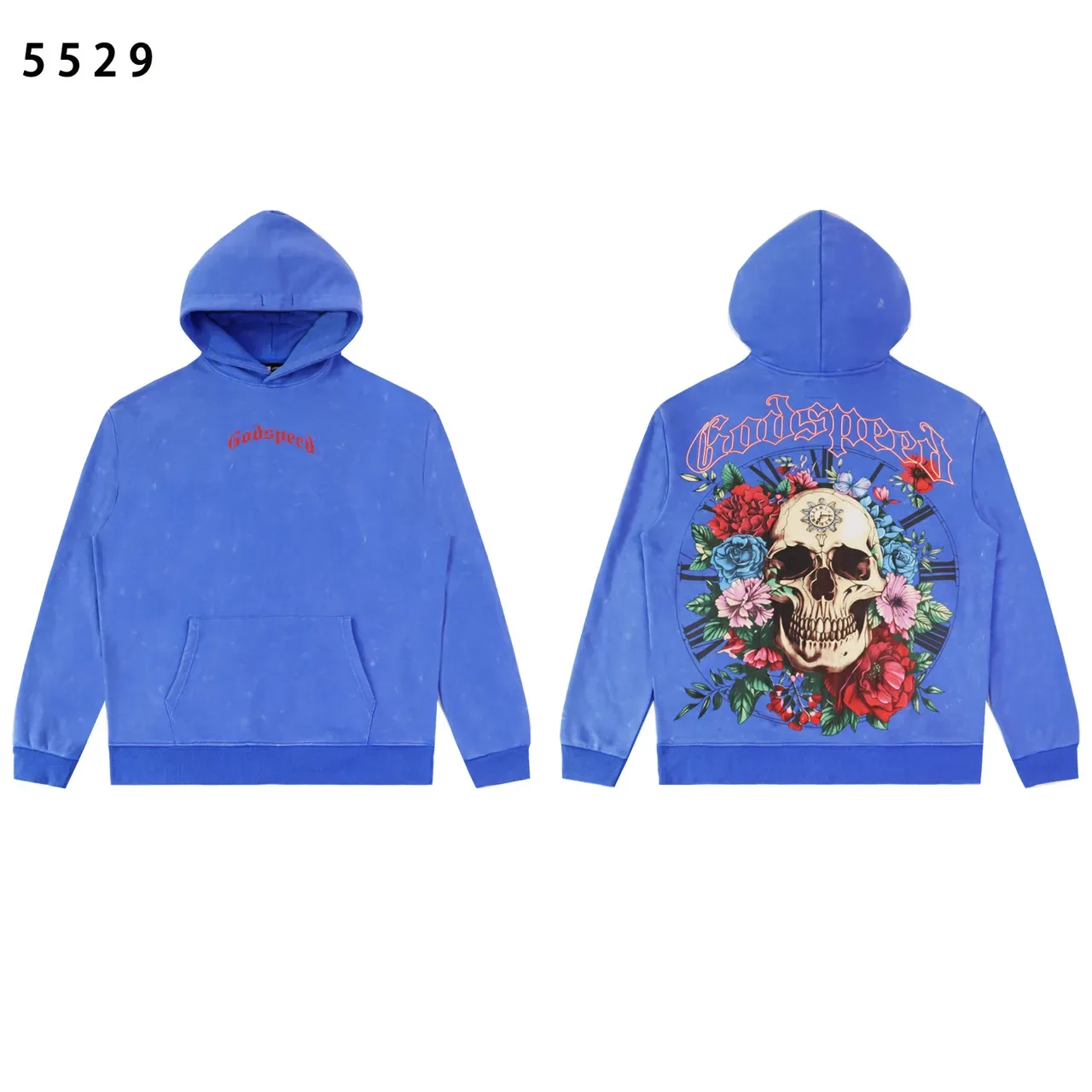 Godspeed গ্রে রেড Acid-Wash Distressed হুডি 2