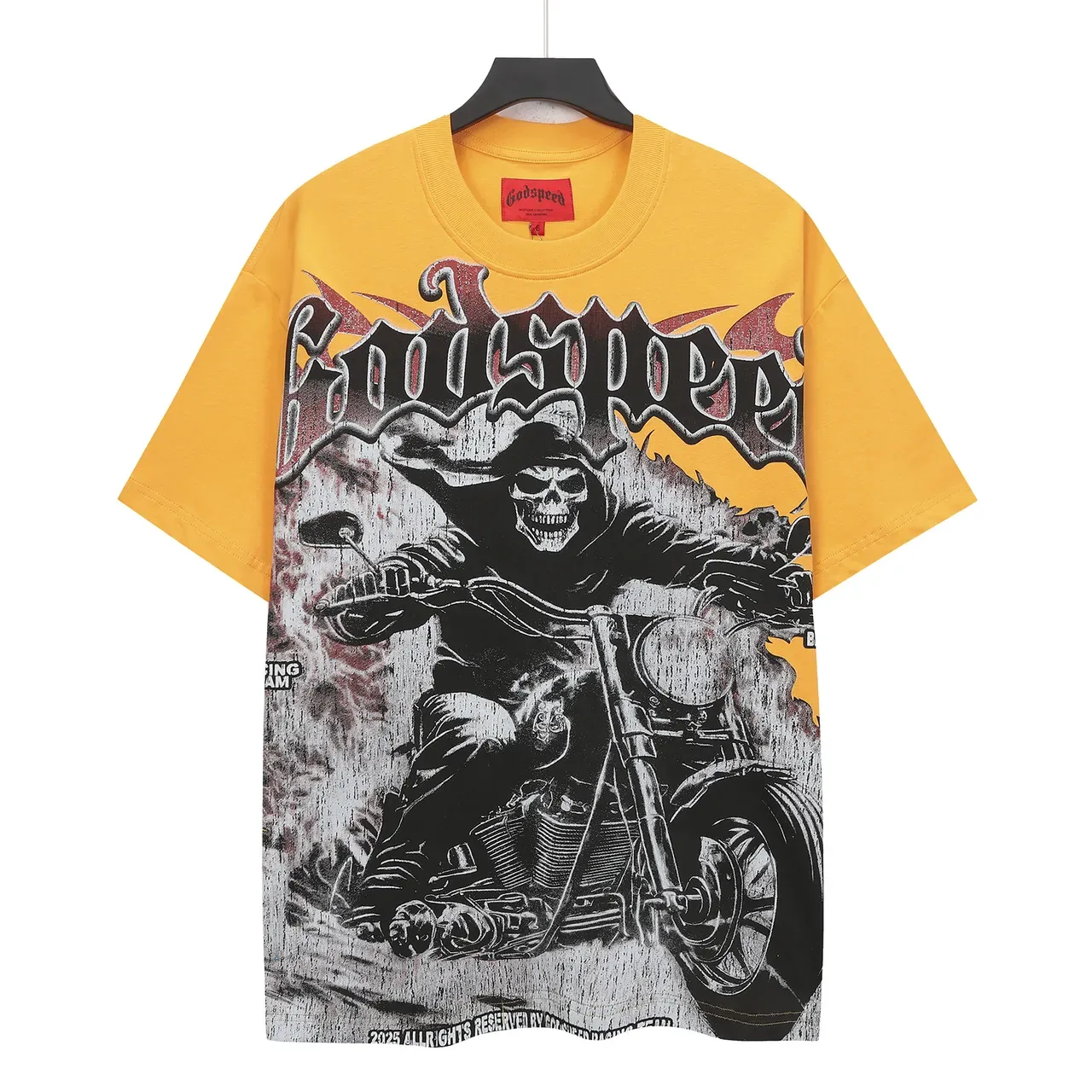 Godspeed Oversized Graphic Skull Rider Yellow T-Shirt 2