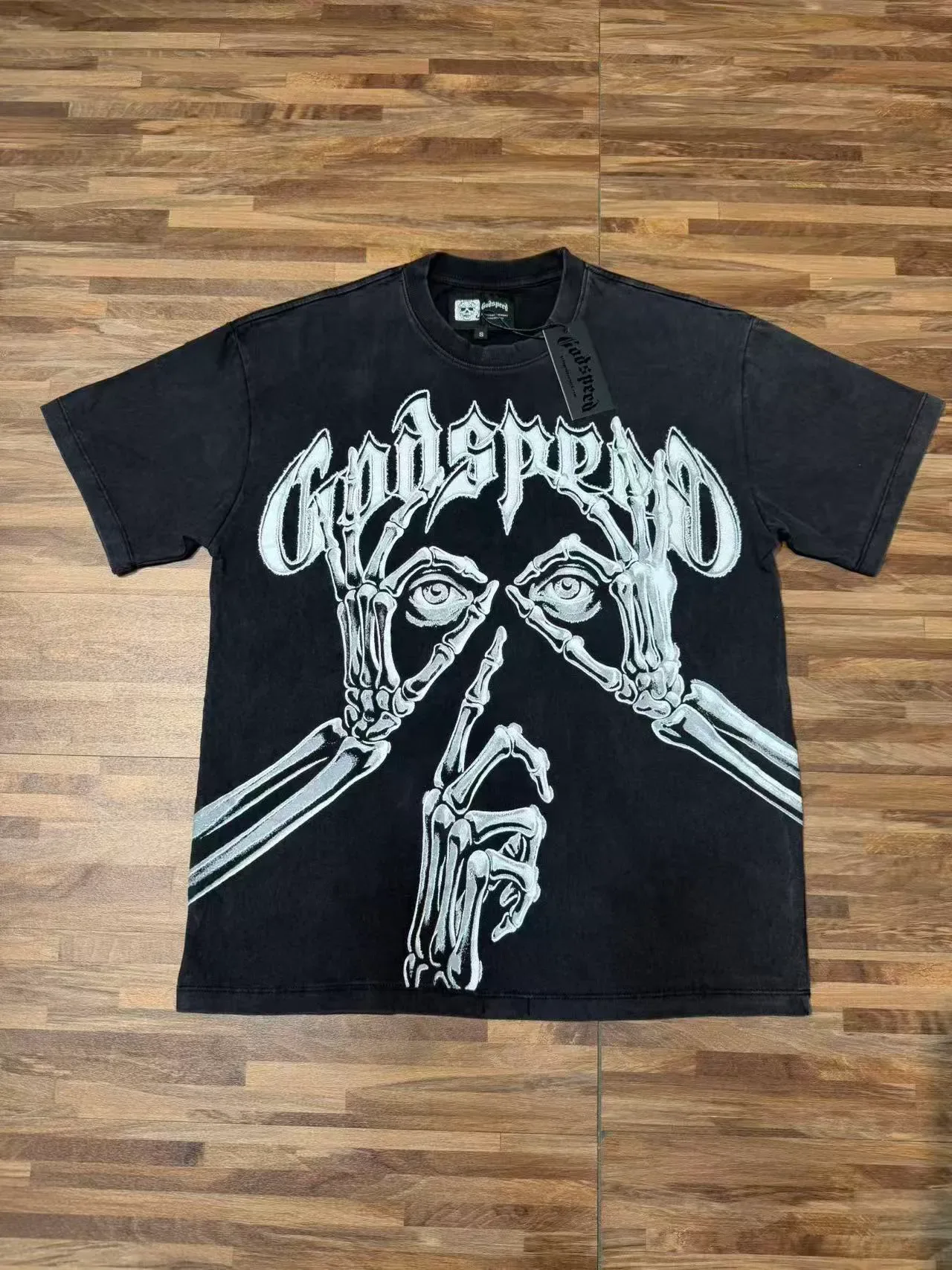 Godspeed Skeletal Hands Graphic Black T-Shirt 2
