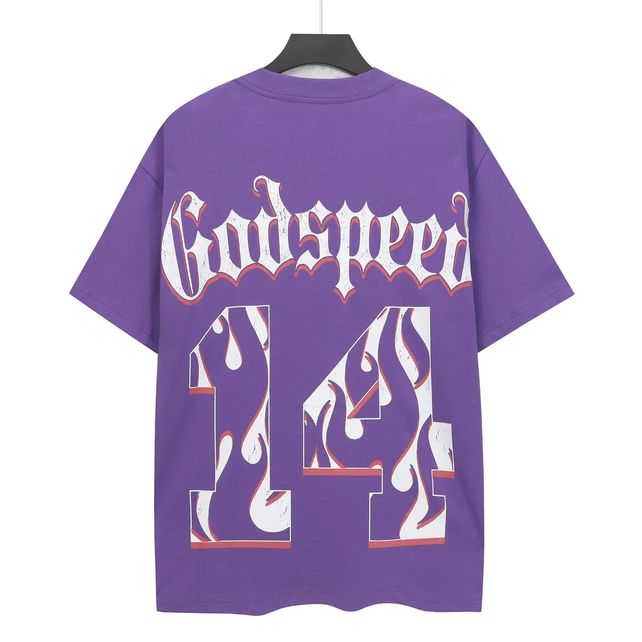تي شيرت Godspeed بنفسجي بطبعة بيسبول هيكل عظمي 3