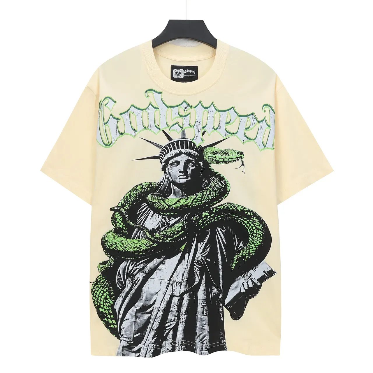 Godspeed Statue of Liberty Snake Graphic Beige T-Shirt 2
