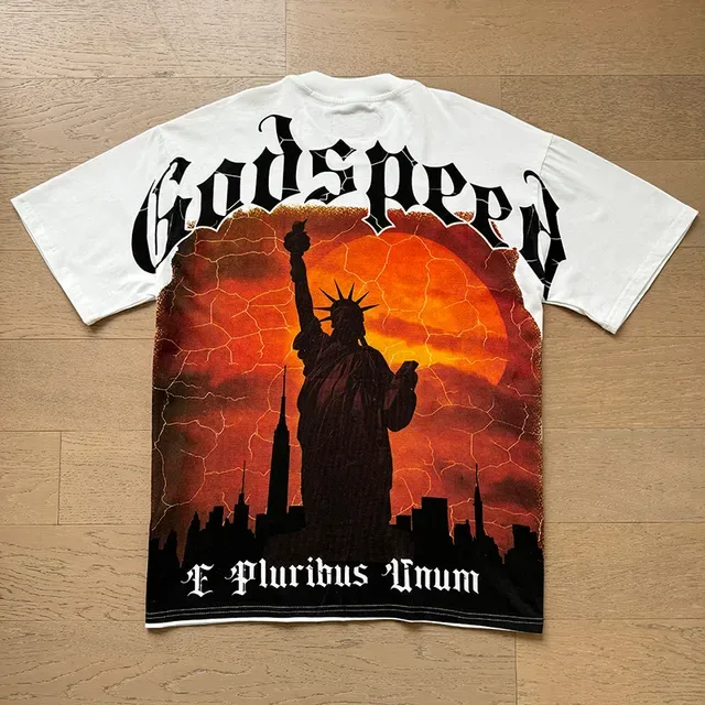 Godspeed White Black Graphic-Print Oversized Fit T-Shirt 7