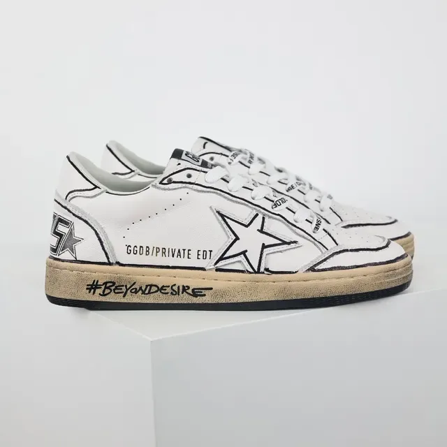 Golden Goose Superstar tênis lifestyle com logotipo de estrela branco e preto 3