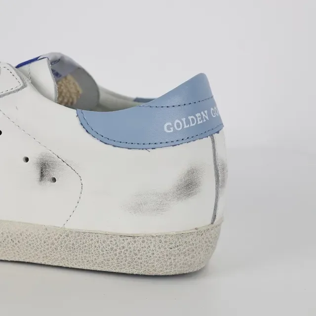 Golden Goose Superstar Sneakers Lifestyle Brancas Bordeaux Sola de Borracha Distressed Aplique de Estrela Glitter 4