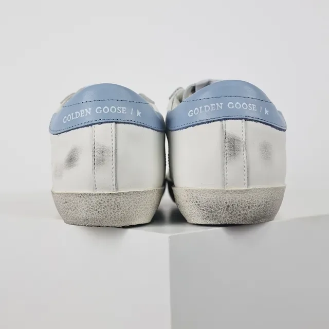 Golden Goose Superstar Sneakers Lifestyle Brancas Bordeaux Sola de Borracha Distressed Aplique de Estrela Glitter 8