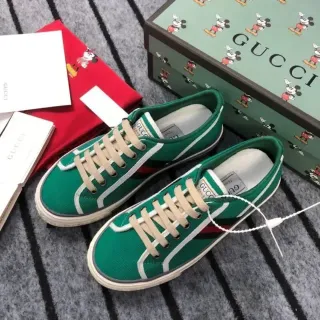 Gucci Ace Green Canvas Web Stripe Lifestyle Sneakers
